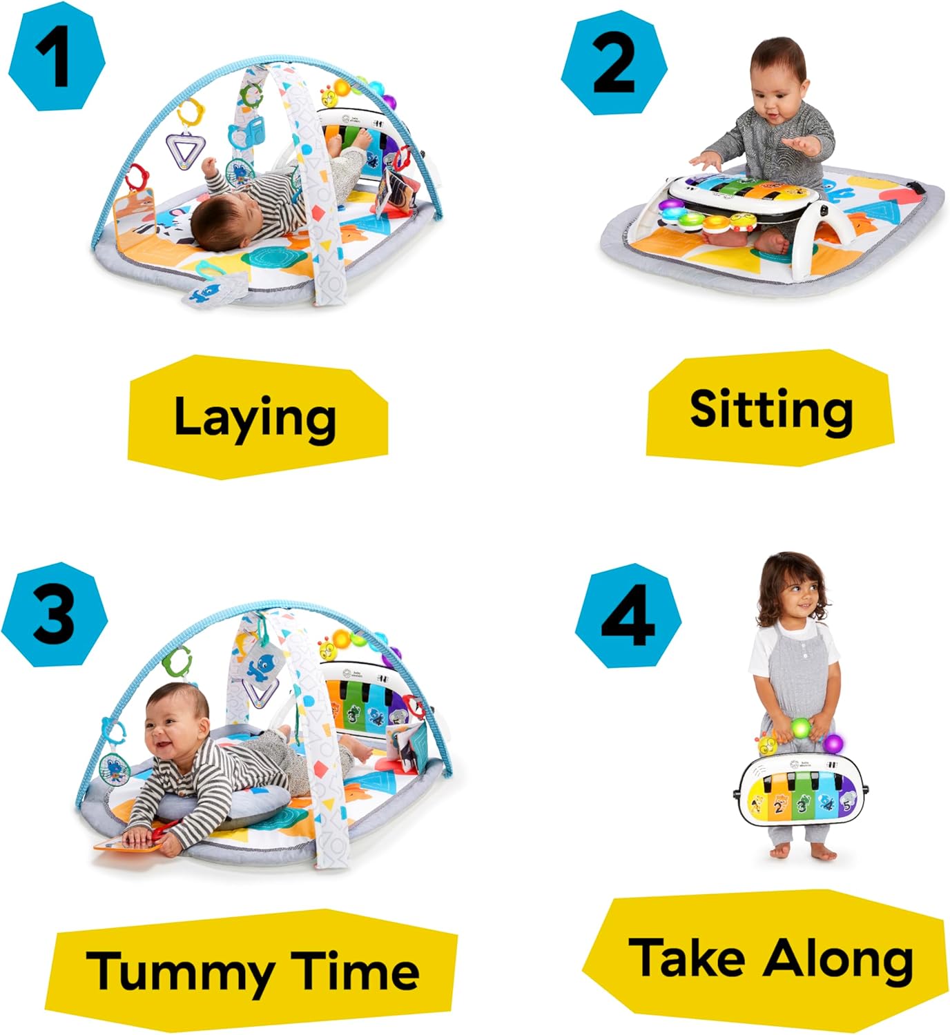 Tapis Éveil Musical Baby Einstein 4-en-1 - Piano 70+ Sons Naissance