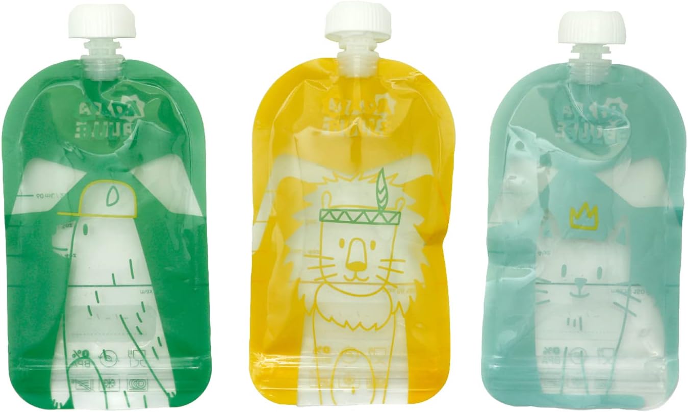 Badabulle – Lot de 15 Gourdes Réutilisables Bébé & Enfant (150 ml)
