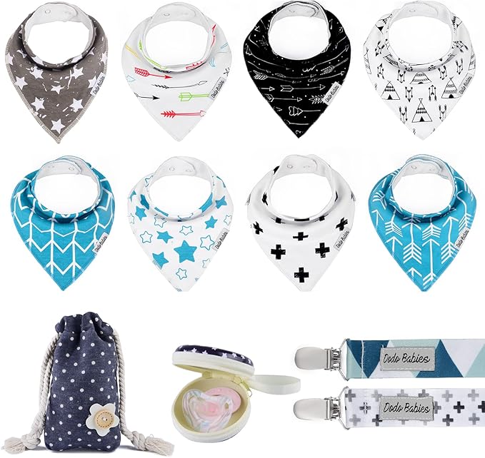 Dodo Babies – Ensemble de 8 Bavoirs Bandana + Accessoires