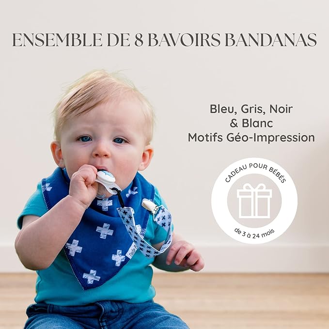 Dodo Babies – Ensemble de 8 Bavoirs Bandana + Accessoires
