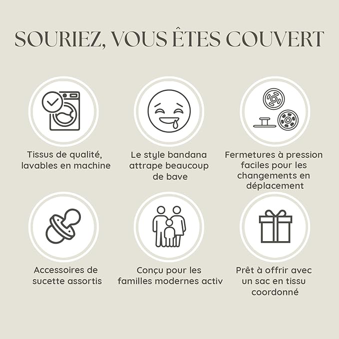 Dodo Babies – Ensemble de 8 Bavoirs Bandana + Accessoires