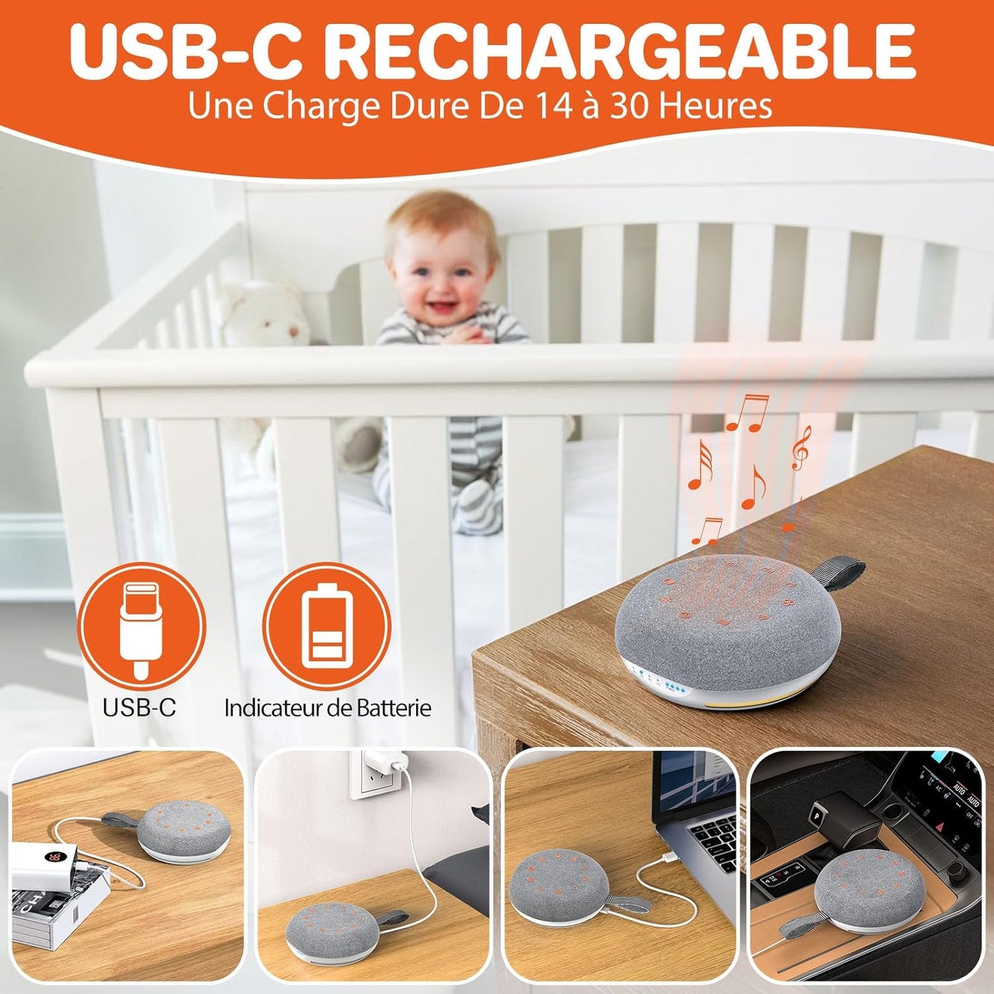 FUNYKICH Machine Bruit Blanc 40 Sons - Veilleuse 7 Couleurs