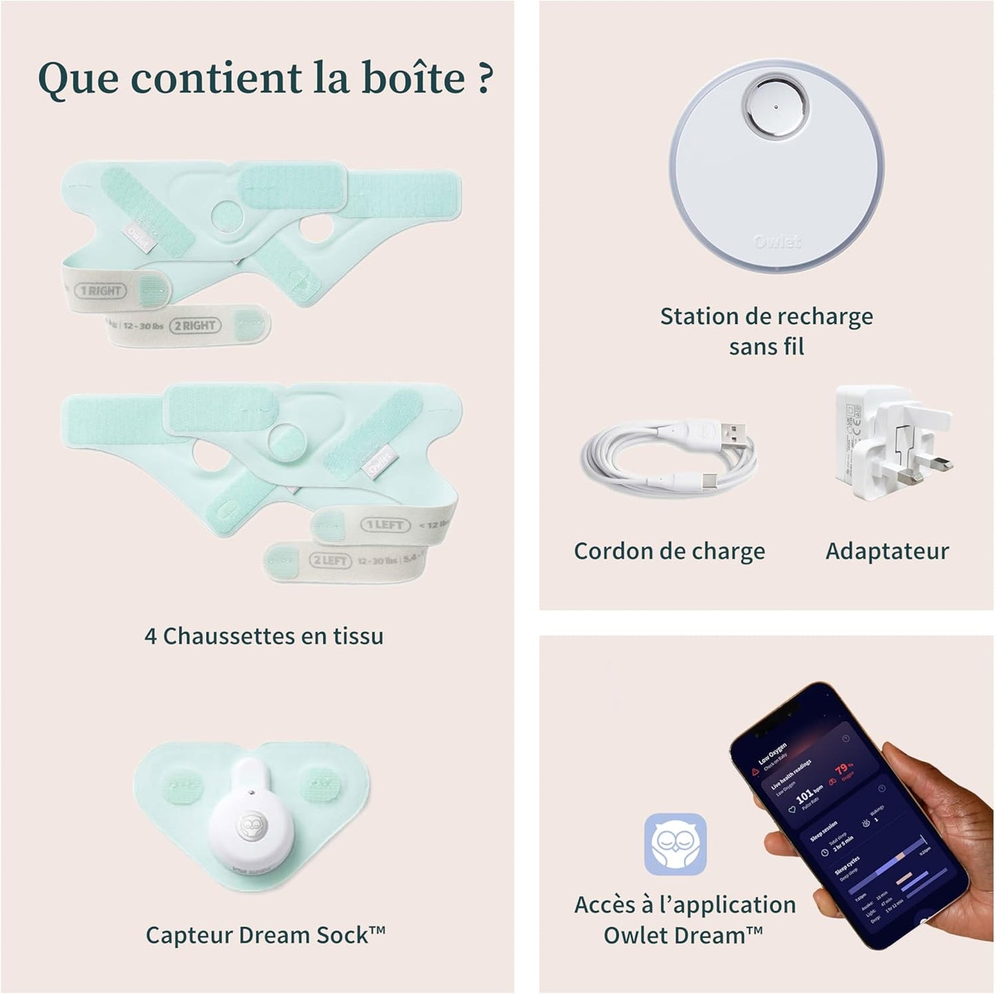 Owlet Dream Sock® - Surveillance Cardiaque et Oxygène Bébé