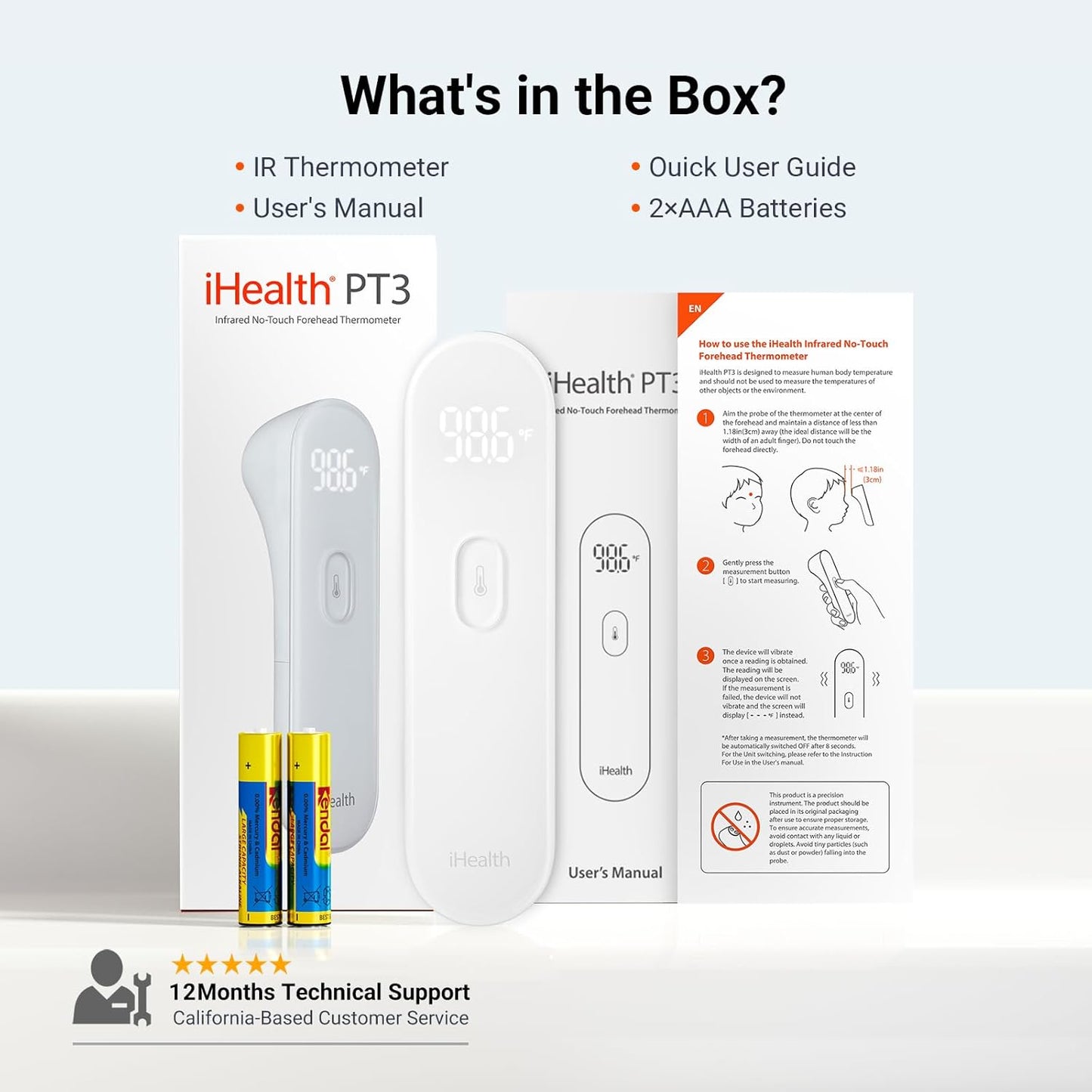 Thermomètre Bébé iHealth PT3 - Infrarouge Sans Contact Médical