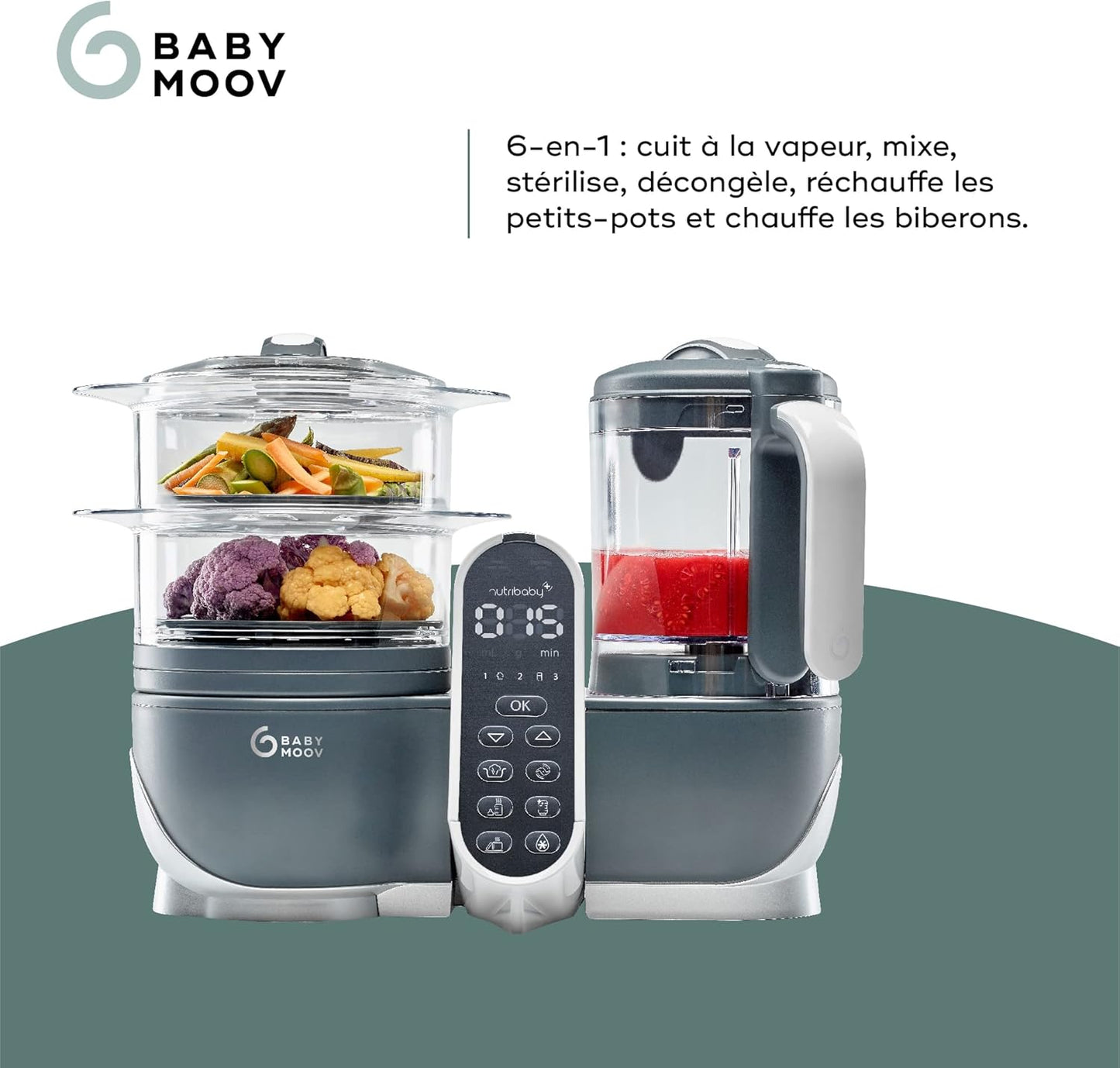 Robot Cuiseur Bébé Babymoov Nutribaby+ - 6 en 1 Grande Capacité 2,2L