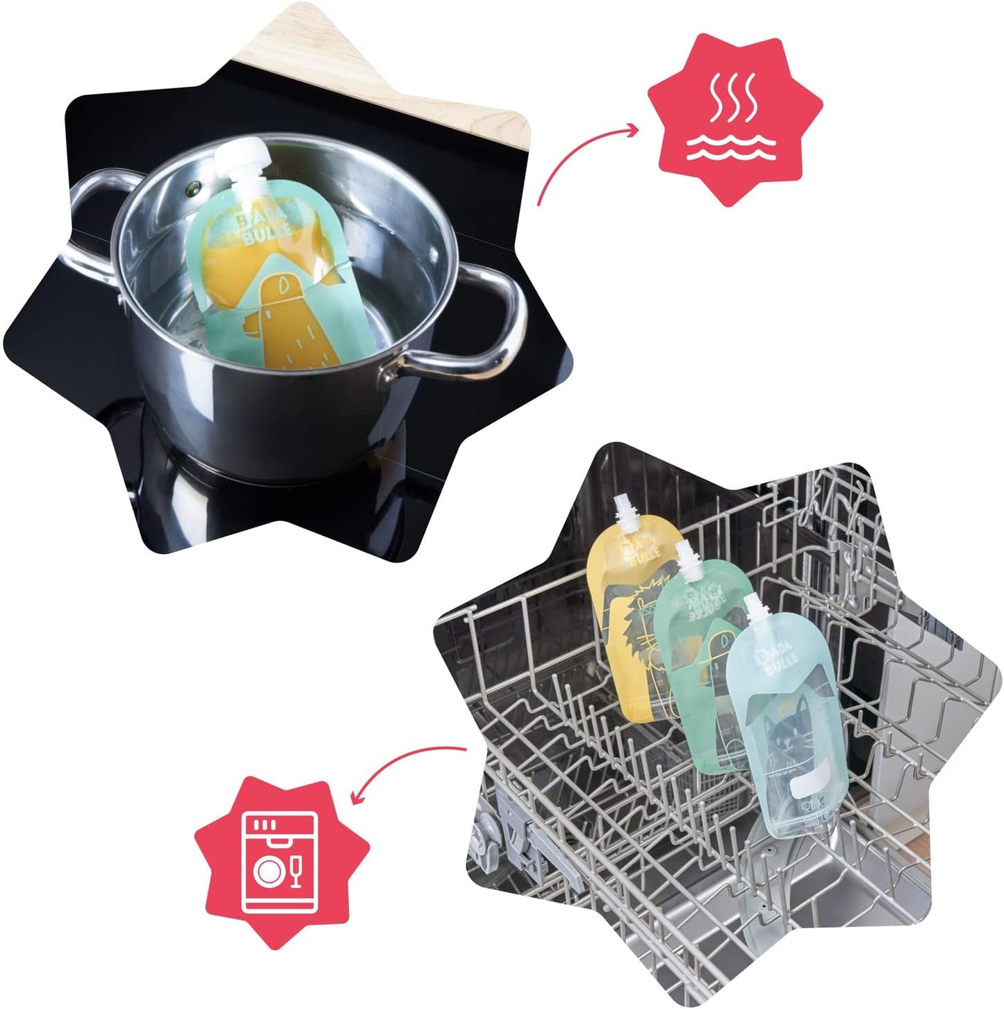 Badabulle – Lot de 15 Gourdes Réutilisables Bébé & Enfant (150 ml)