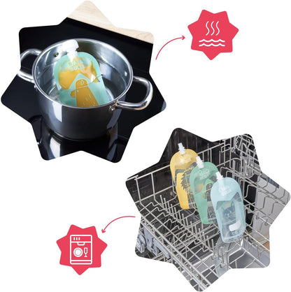 Badabulle – Lot de 15 Gourdes Réutilisables Bébé & Enfant (150 ml)