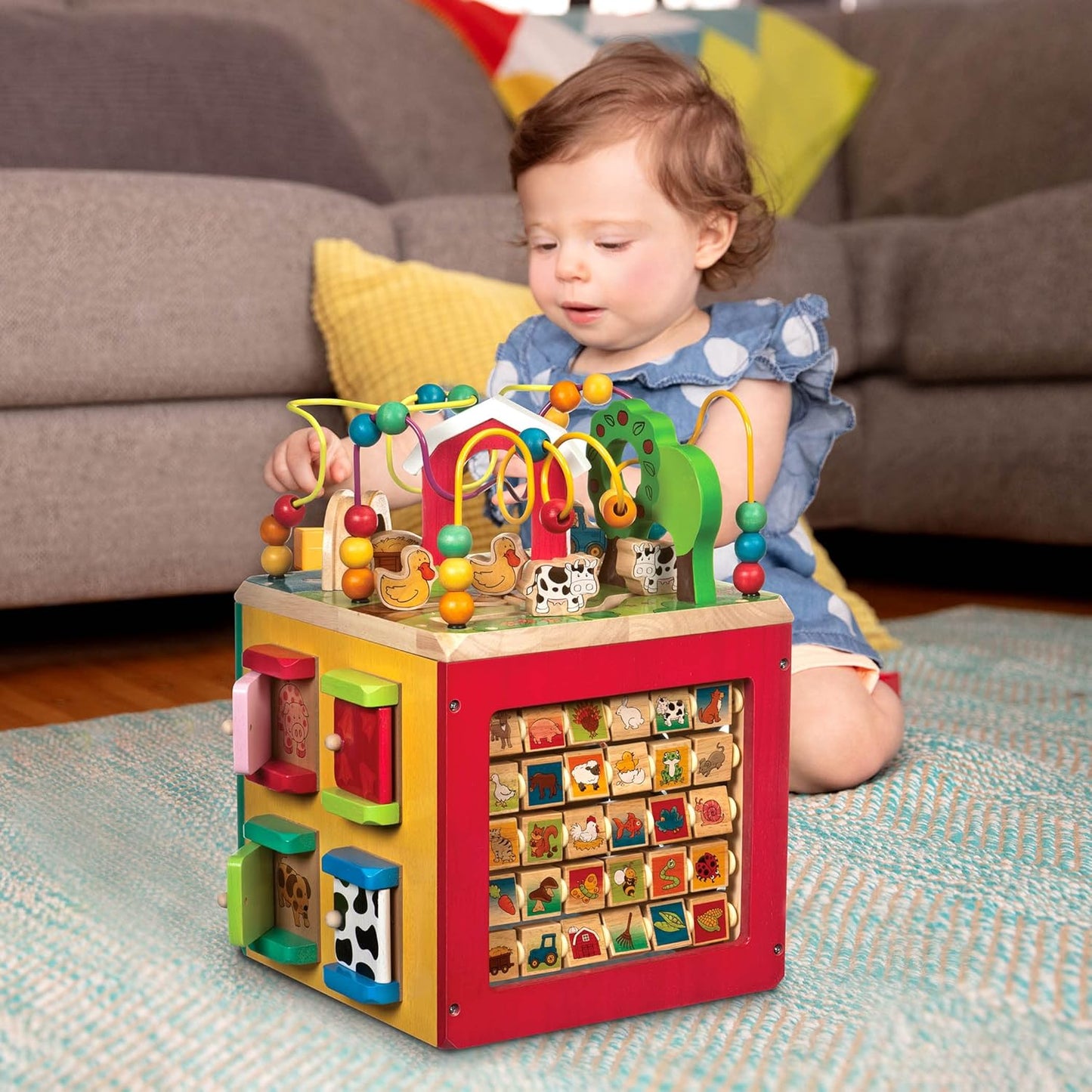 Battat – Jouet pour bébés – centre d’activité en bois – cube d’activité pour découvrir les animaux de la ferme – pour enfants âgés de 1 an et plus