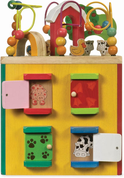Battat – Jouet pour bébés – centre d’activité en bois – cube d’activité pour découvrir les animaux de la ferme – pour enfants âgés de 1 an et plus