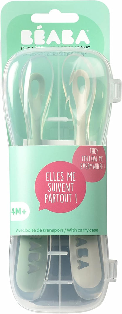 Béaba – Lot de 2 Cuillères en Silicone Bébé 1er Âge