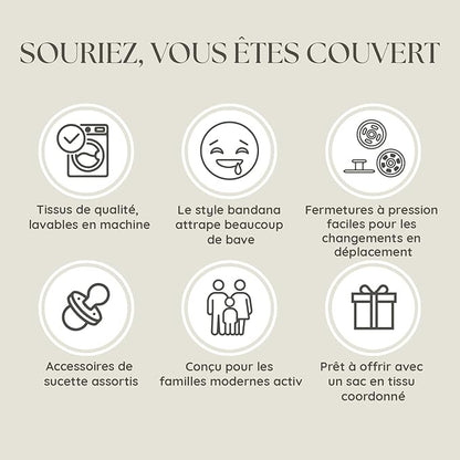 Dodo Babies – Ensemble de 8 Bavoirs Bandana + Accessoires