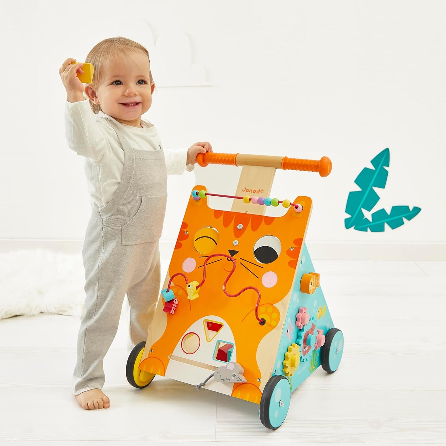 Chariot Multi-Activités Chat Janod - Pousseur Évolutif avec Frein