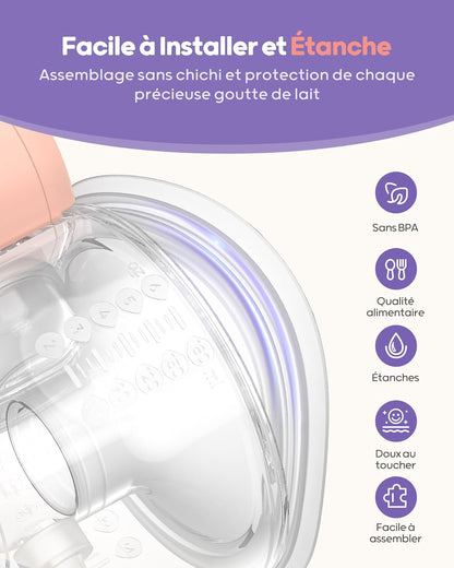 Nuliie Tire Lait Électrique Main Libre 2 Paquets - 4 Modes 12 Niveaux