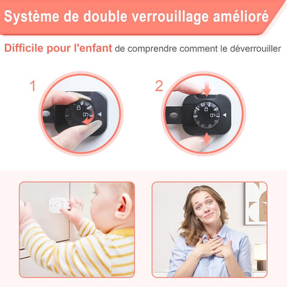 REDTRON Lot 6 Bloque Tiroir Sécurité Bébé - Double Verrouillage