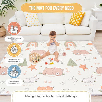 Tapis D'éveil Bébé Pliable Epais Réversible 150x180x1cm