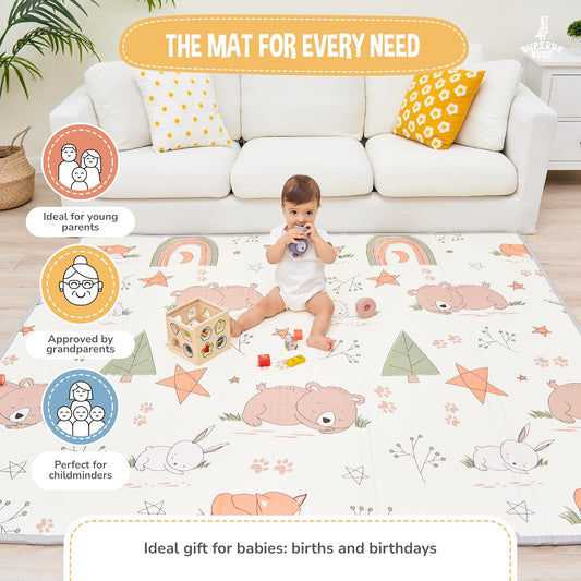 Tapis D'éveil Bébé Pliable Epais Réversible 150x180x1cm
