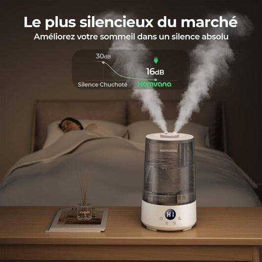 Homvana Humidificateur d'Air bébé, 3.6 L Cool Mist Top-Fill, 16dB Silencieux